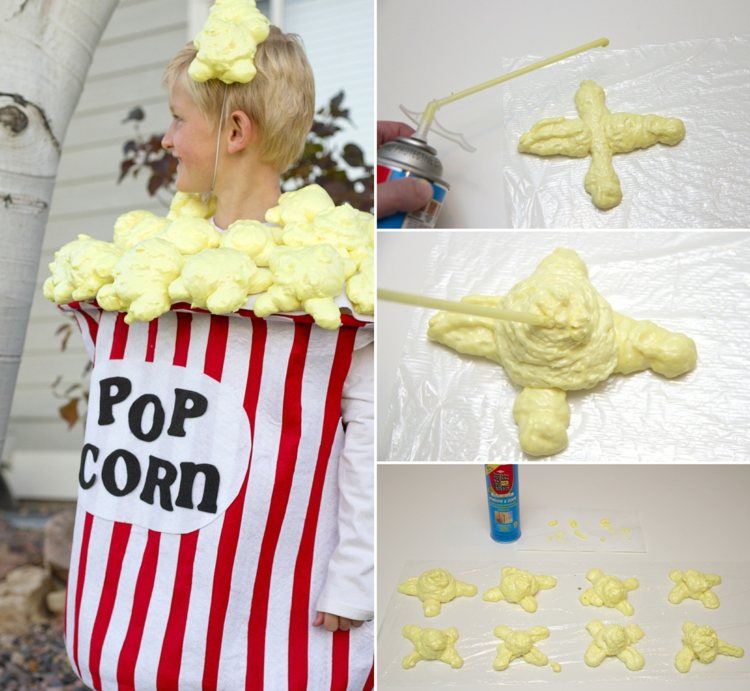 Popcorn Kostüm selber machen Bauschaum basteln Anleitung