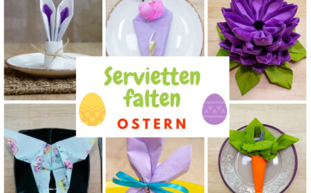 Servietten falten Ostern einfache Anleitungen für Hasen Schmetterling und Co