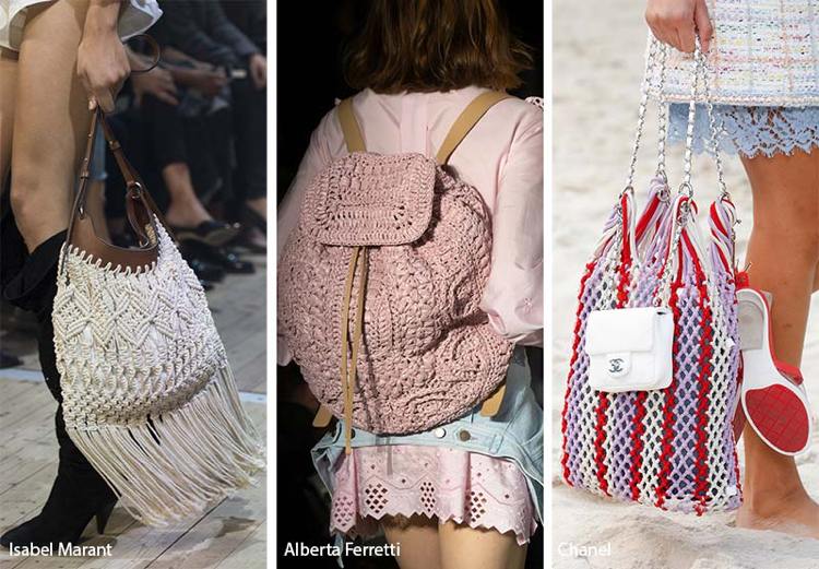 Taschen Trends 2019 gestrickte Taschen Fransen Hippie Boho Look