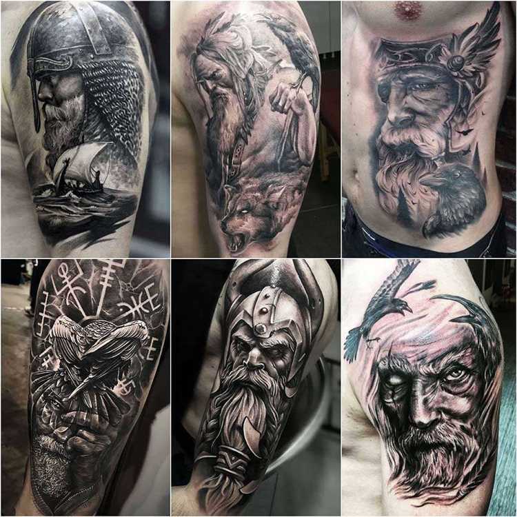 Wikinger Götter Tattoo Odin am Oberarm 3D Tattoos