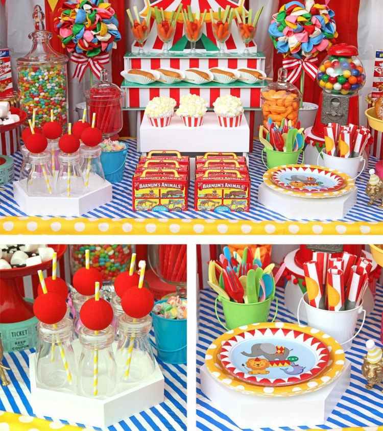 Zirkus Party kunterbunt dekorieren Desserttisch Inspiration