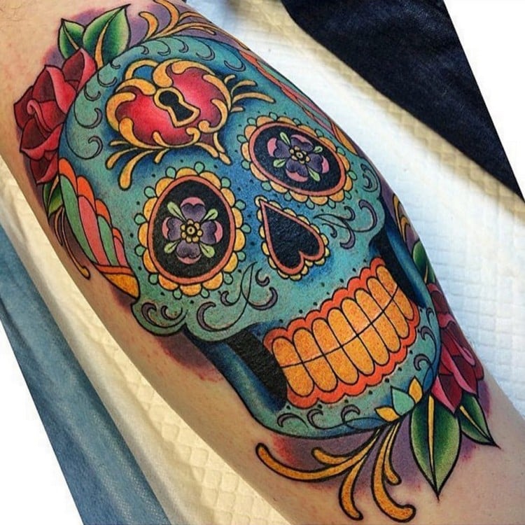 Mexikanischer Totenkopf Tattoo Bedeutung Und Tolle Designs Fur