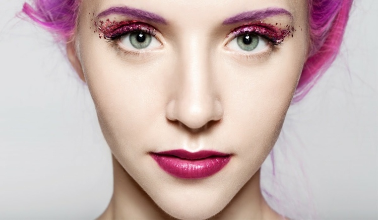 fasching schminke glitzer lidschatten pink ideen für damen