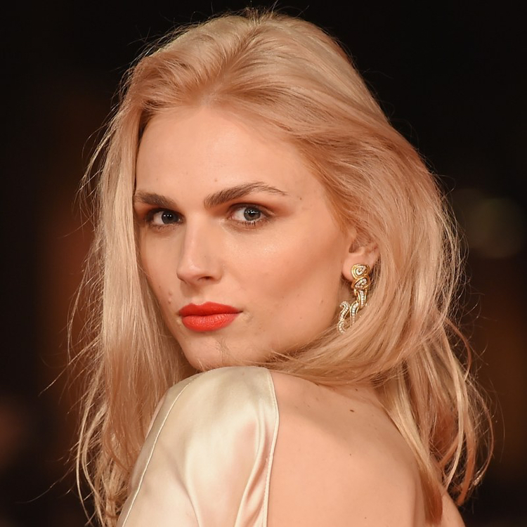 haarfarben trends 2019 damen Antikgold blonde Haare Andreja Pejic