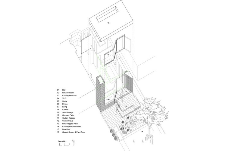 schema für modernes zweifamilienhaus mit grundriss und beschreibung der räume
