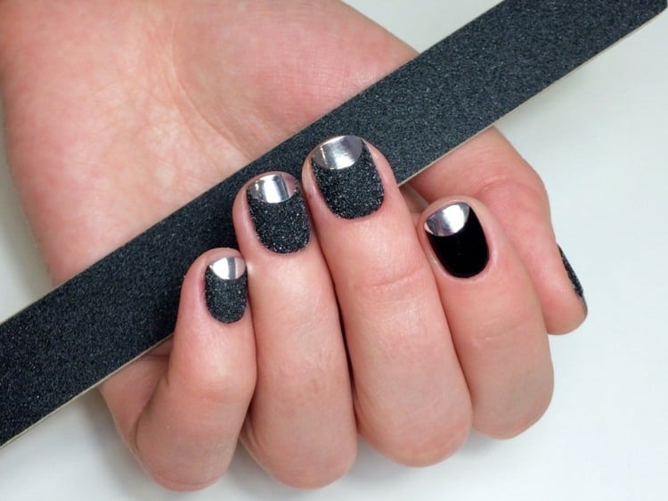 sugar nails nageldesign angesagt nagelspitze silber spiegeleffekt