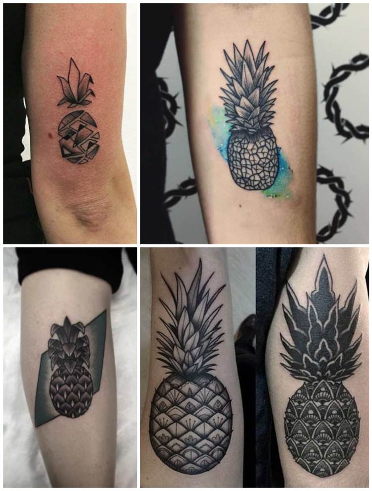 Ananas Tattoo geometrisch modern am Unterarm