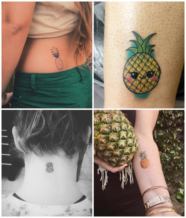 Frauen Tattoos Klein Ananas verschiedene Körperstellen