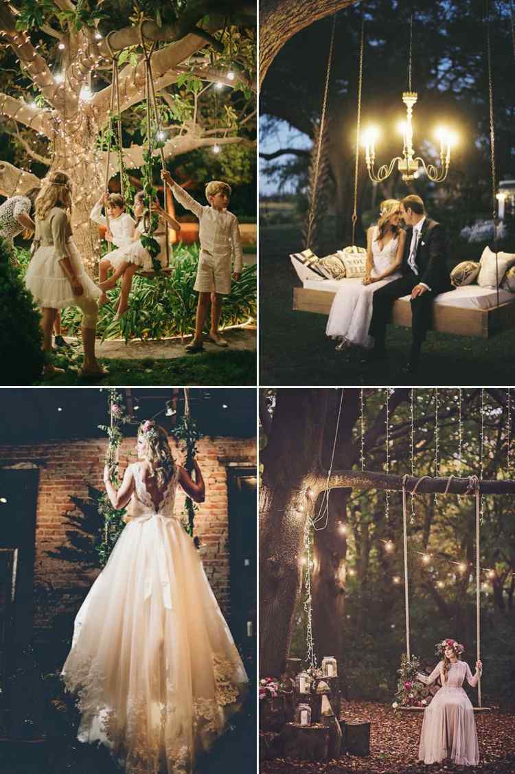 Ideen für eine romantische Beleuchtung bei einer Hochzeit im Wald mit Motto Märchenfeen