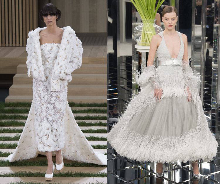 Karl Lagerfeld Chanel Fransen Abendkleider 3D Applikationen Brautkleider Blumen 2015