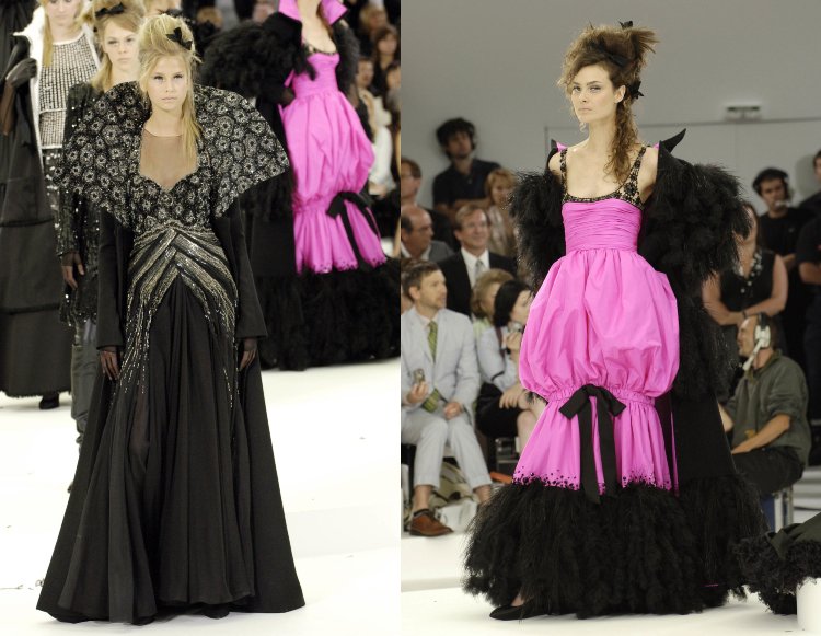 Karl Lagerfeld Chanel Laufsteg Kleider rosa schleife 2005