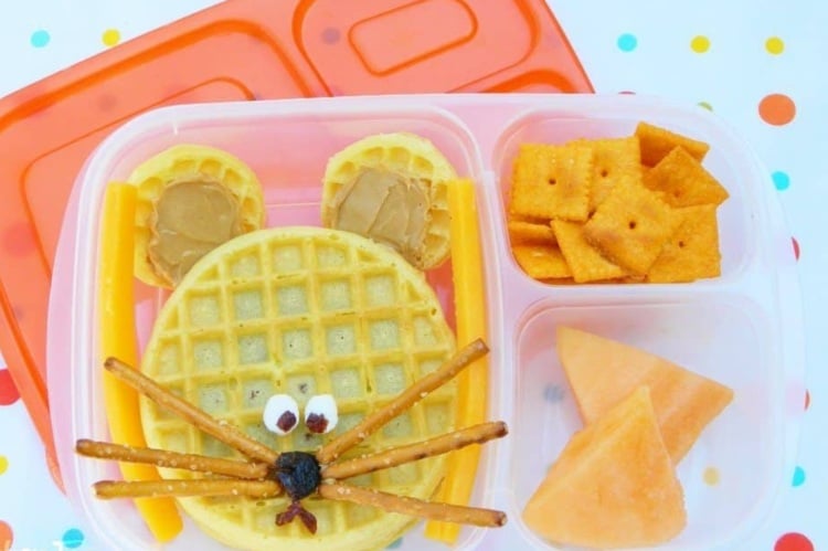 Lunchbox Ideen Kinder Maus Pfannkuchen Erdnussbutter Pretzel