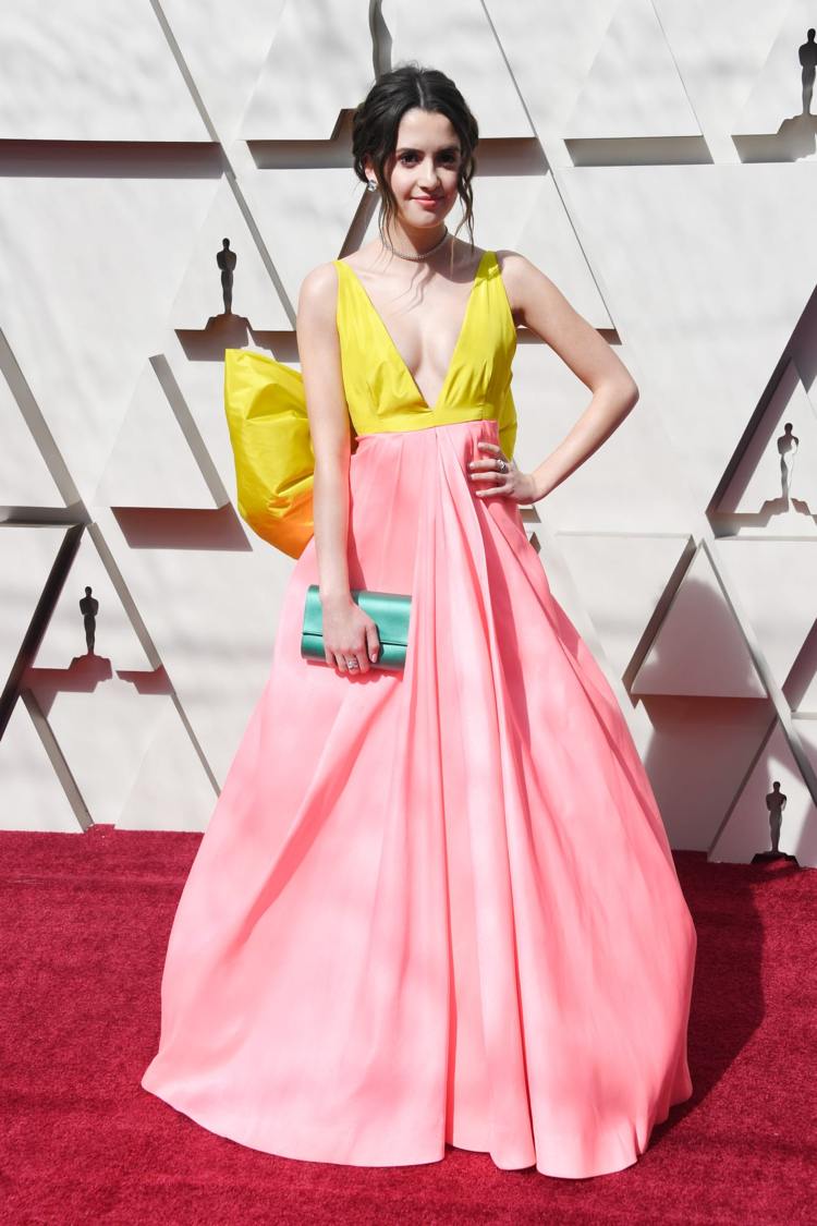Oscars 2019 gelb rosa Abendkleid Satin