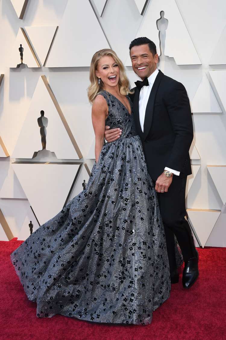 Oscars 2019 graues Abendkleid Stickerei Glitzer Paare