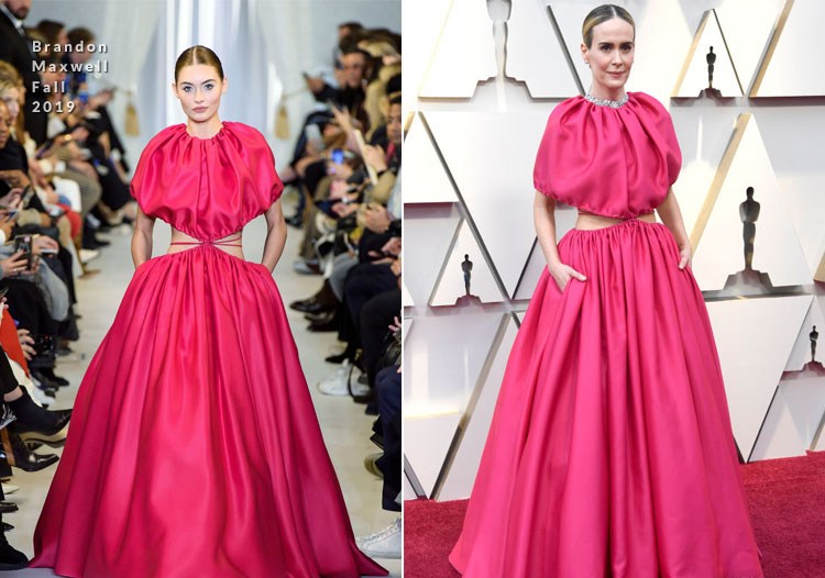 Oscars 2019 pink Abendkleid Zweiteiler Sarah Paulson Brandon Maxwell