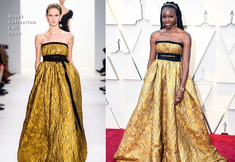 Oscars Abendmode 2019 Gold Glitzer metallic Prinzessinkleid schwarzer BundDanai Gurira Brock