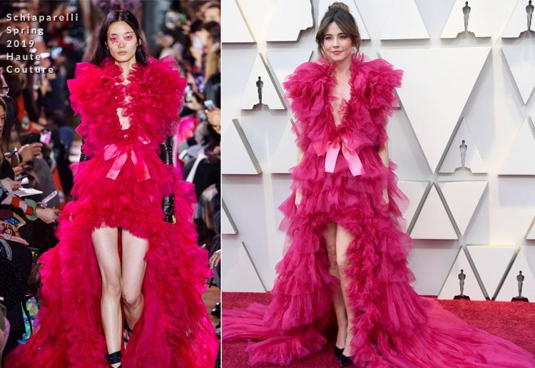 Oscars Abendmode 2019 pink Tüll vorne kurz hinten lang Linda Cardellini Schiaparelli