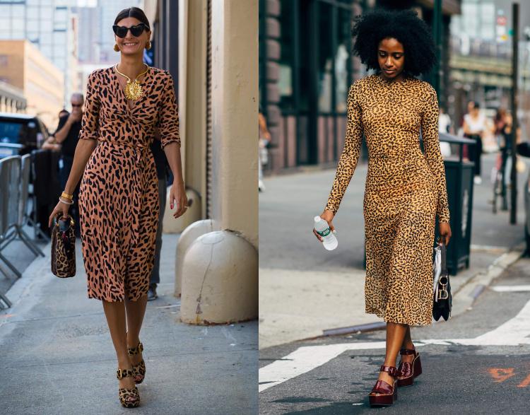 Outfits mit Leopardenmuster Kleid Sommer Frühling elegant