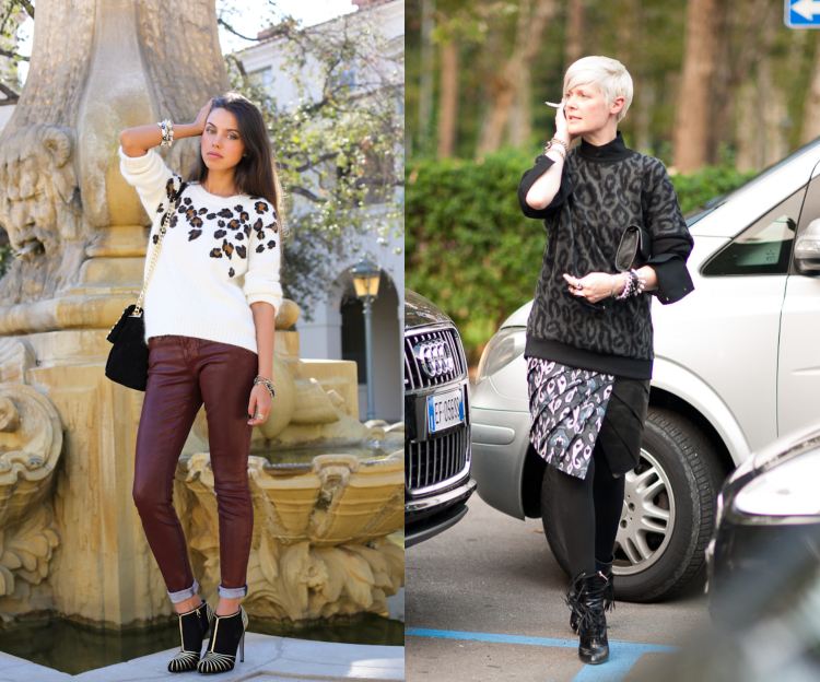 Outfits mit Leopardenmuster Pullover Frühling kombinieren tragen