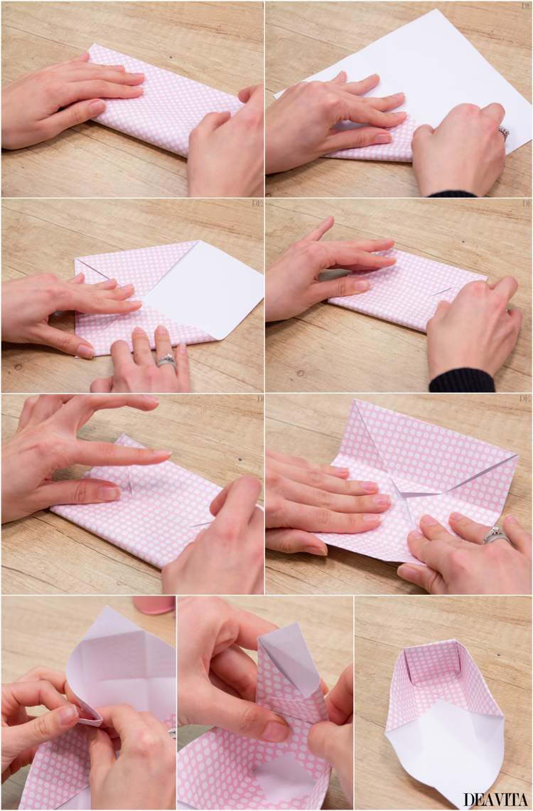 Schachtel aus Papier falten einfache Anleitung quadratisch