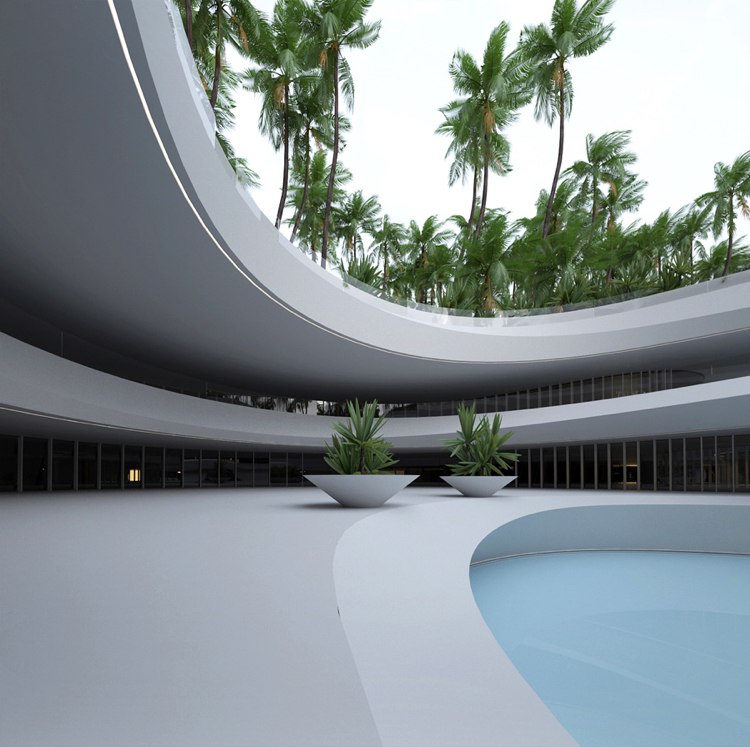 Schwimmbad auf mehreren Etagen Sonnenbaden Platz Ideen