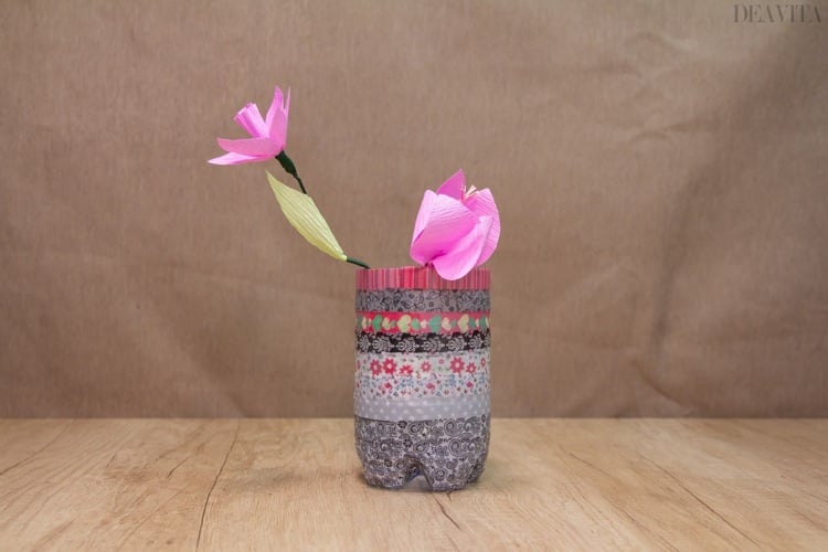Vase basteln Washi Tape bekleben Ideen Anleitung