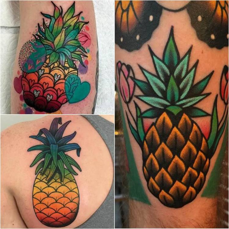 bunte Ananas Tattoos sorgen für gute Laune