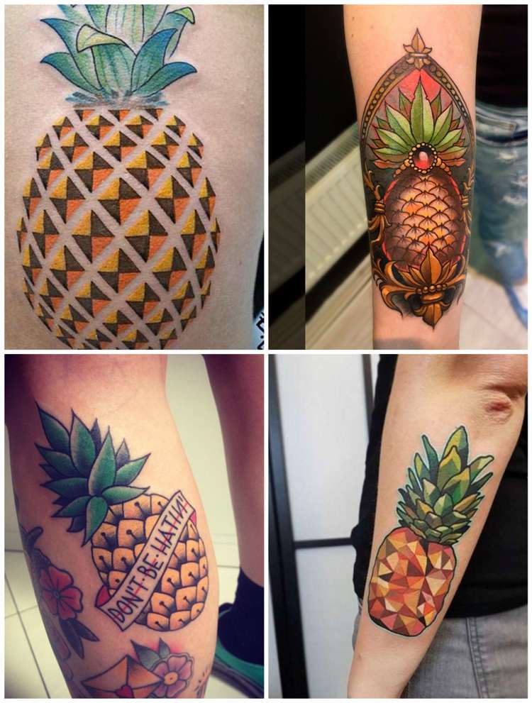 bunte Tattoos mit Ananas Motiv Männer