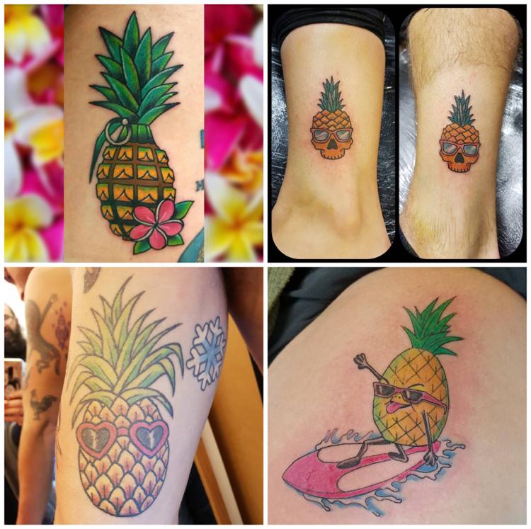bunte lustige Ananas tattoos bei Männern