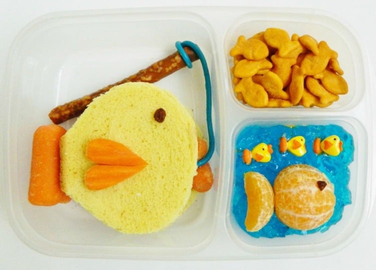 coole lunchbox ideen für kinder brötchen fisch karotten