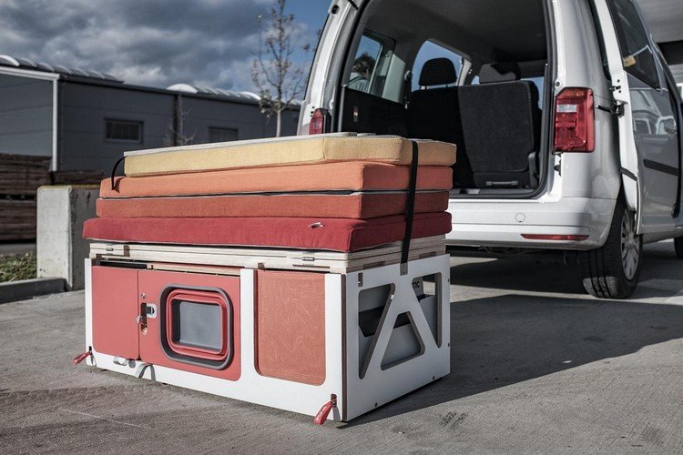 komplettes paket von auto campingbox mit matratzen modulen und komponenten
