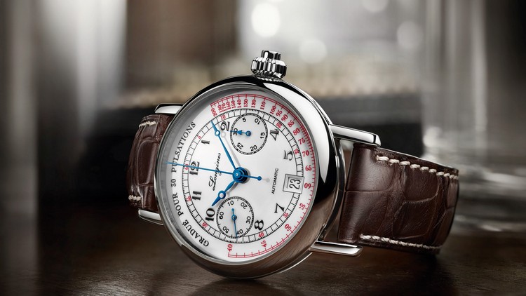 longines pulsometer chronograph mit lederarmbad retro herrenuhr neue limitierte auflage