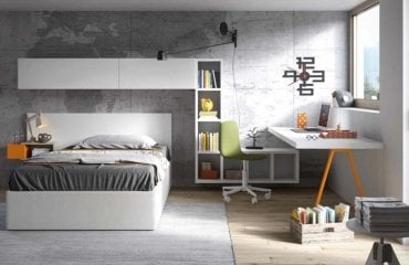 modern und minimalistisch in Weiß und Grau mit Weltkarte als Tapete