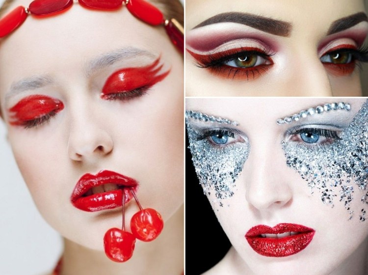originelle Ideen zum Karneval schminken in Rot-Weiß