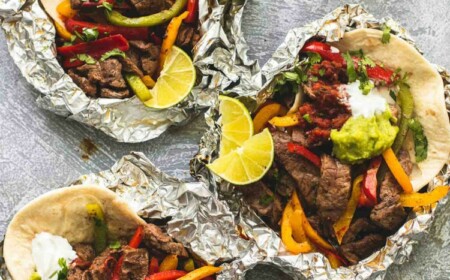 Rezepte in Alufolie Abendessen Rindfleisch Fajitas gesunde und schnelle Rezepte