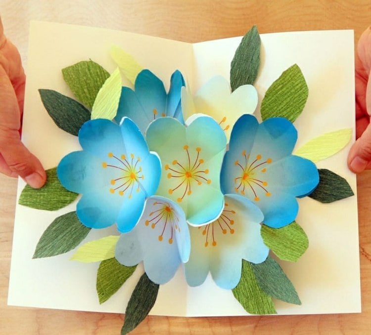 Blumen mit 3D Effekt als Motiv für die Muttertagskarte basteln