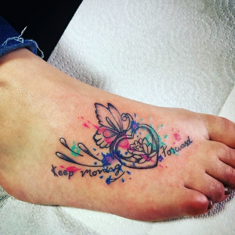 Schriftzug tattoo fuß Tattoos Am