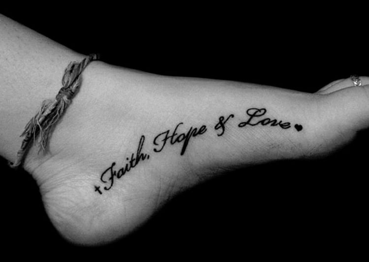 Fuß Tattoo liebe glaube hoffnung für Frauen-001