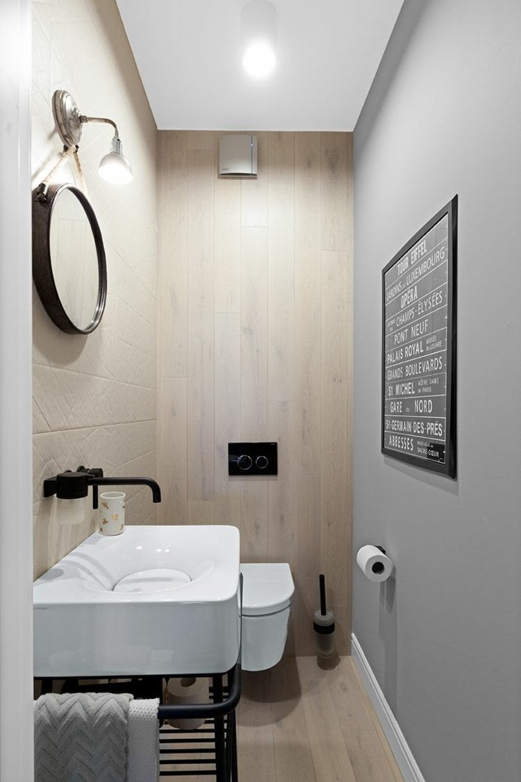 Gäste WC Ideen ohne Fenster im Industrial Style mit schwarzem Metall