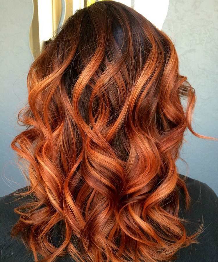 Haarfarbe Kupfer Bayalage Kastanien Orange Mittelllanges Haar