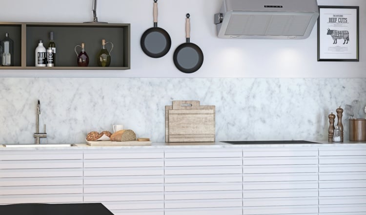 Küchenrückwand aus Marmor weiß minimalistische Einrichtung Küche