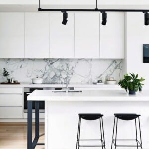 Marmor Küchenrückwand weiß schwarz-weiße Küche