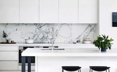 Marmor Küchenrückwand weiß schwarz-weiße Küche