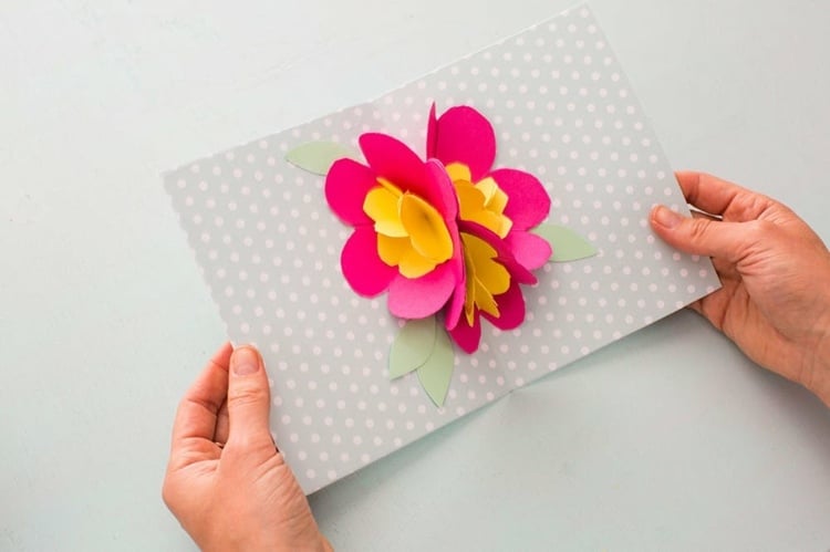 Passend zum Geschenk zum Muttertag eine Karte basteln mit Blüten