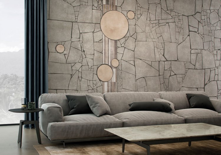 Tapeten für Wohnzimmer Steintapete Optik grau Textur Glamora