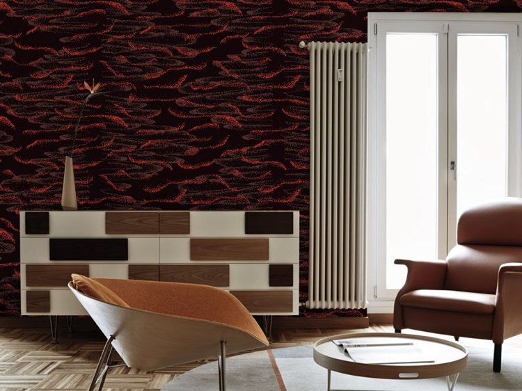 Tapeten für Wohnzimmer rot retro stil ausgefallen Vorschläge Texturae
