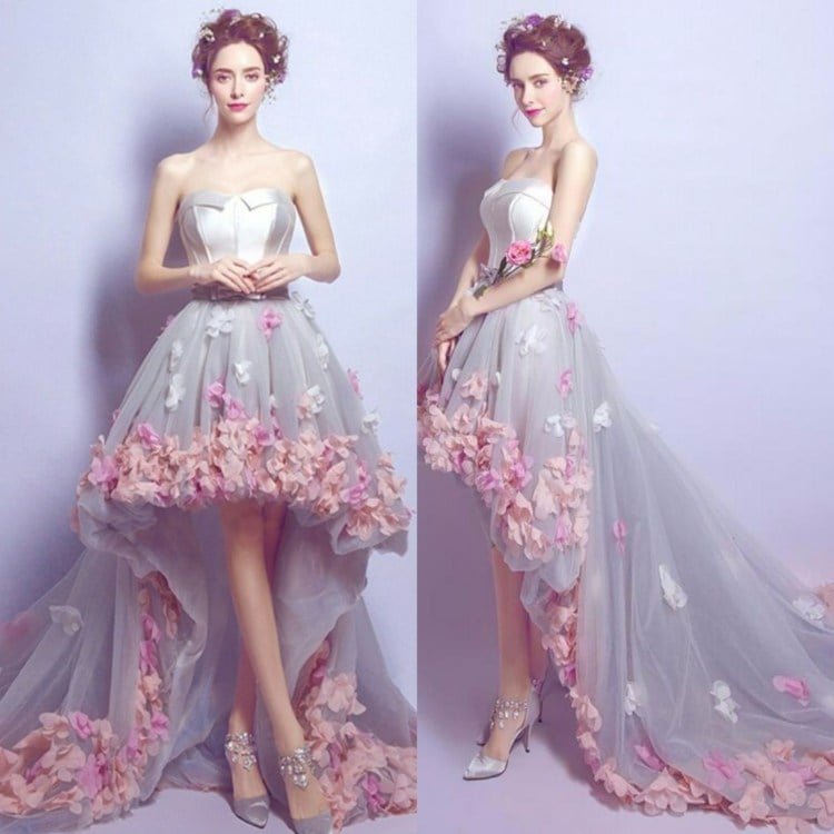 Vokuhila Kleid pink Blumen Brautmode