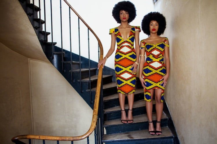 afrikanische Mode Kleider Ausschnitte geometrische Muster