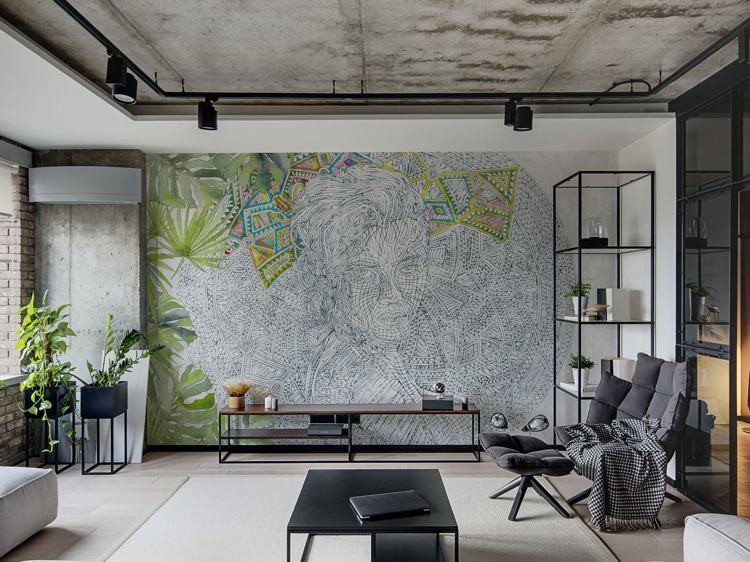 ausgefallene Tapeten für Wohnzimmer modern grün Mandala Muster tecnografica
