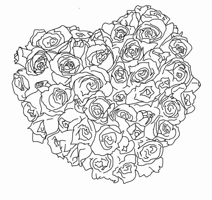 romantisches Herz aus Rosen als Vorlage für die Fensterdeko mit Kreidemarker
